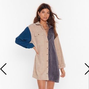 NastyGal Writer’s Block Color Corduroy Shirt Dress